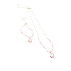 COLLAR Y PULSERA CORAZONES lote 2 pz