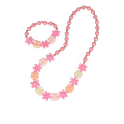 COLLAR Y PULSERA BOLITAS DE COLORES Y FLORECITAS lote 2 pz