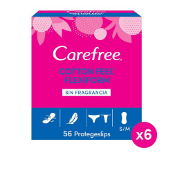 CAREFREE FLEXIFORM protector cotton sin fragancia 56 u