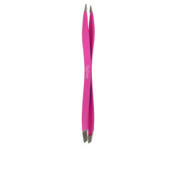 DUPLY pinza depilar de doble punta fina oblicua fucsia